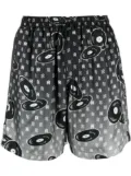 AMIRI Falling Records silk shorts - Black