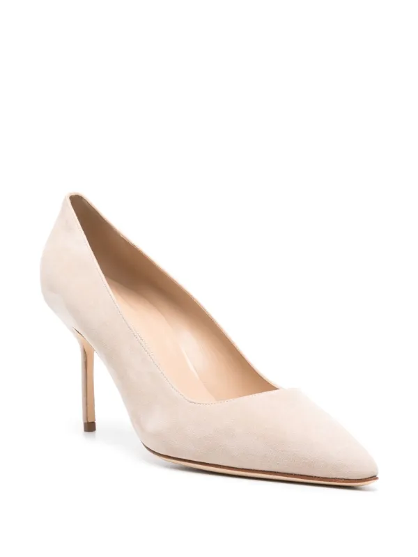 MANOLO BLAHNIK ベージュ スエード ハイヒール パンプス