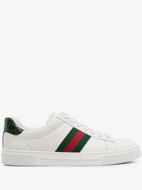 Gucci Ace striped reptile-effect sneakers