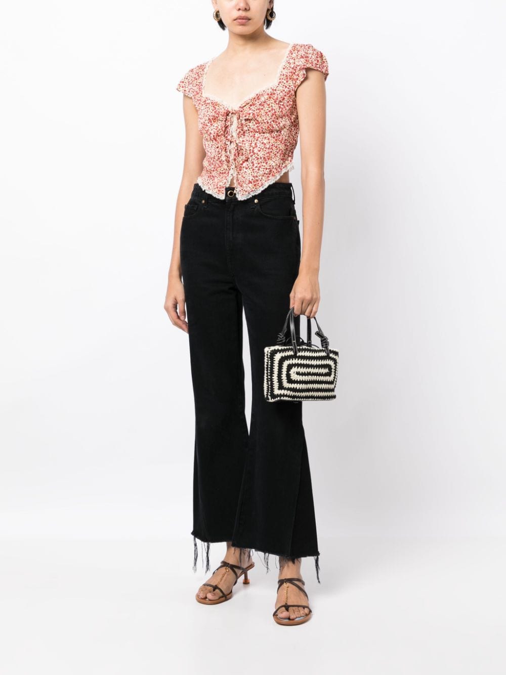 Shop Reformation Safia Rose-print Top In Rot