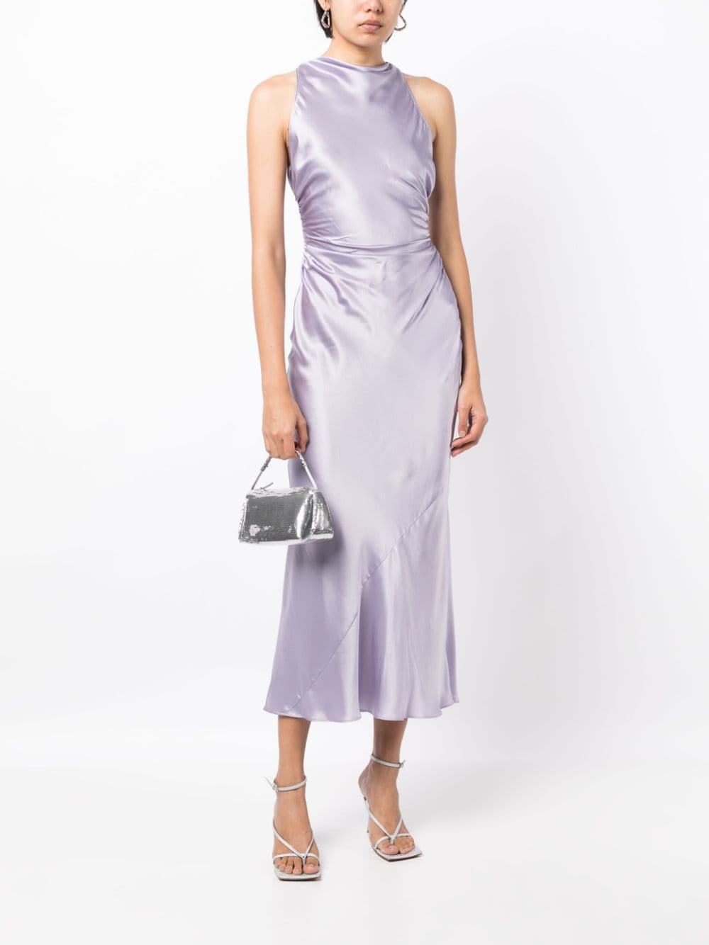 Shop Reformation Casette Criss-cross Straps Silk Dress In Violett
