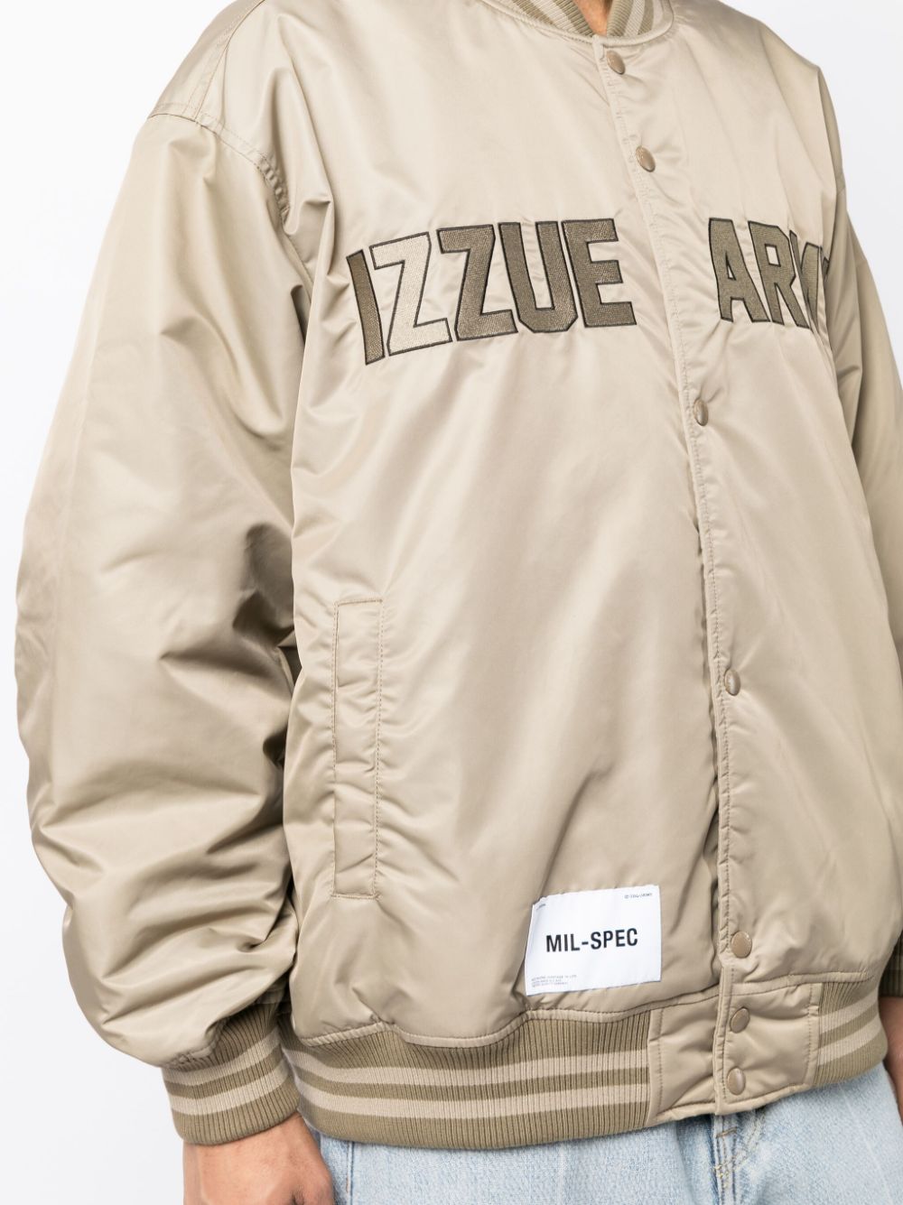 Shop Izzue Logo-embroidered Padded Bomber Jacket In Brown