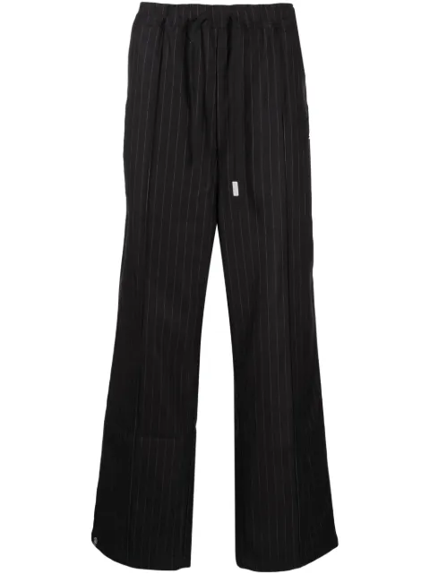 izzue pinstripe elasticated-waist straight-leg trousers