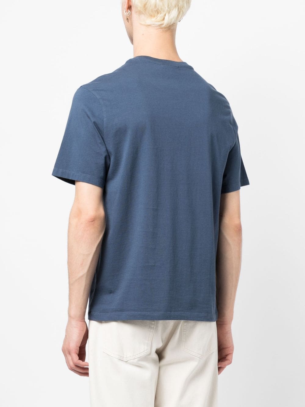Shop Maison Kitsuné Logo-embroidered Cotton T-shirt In Blue
