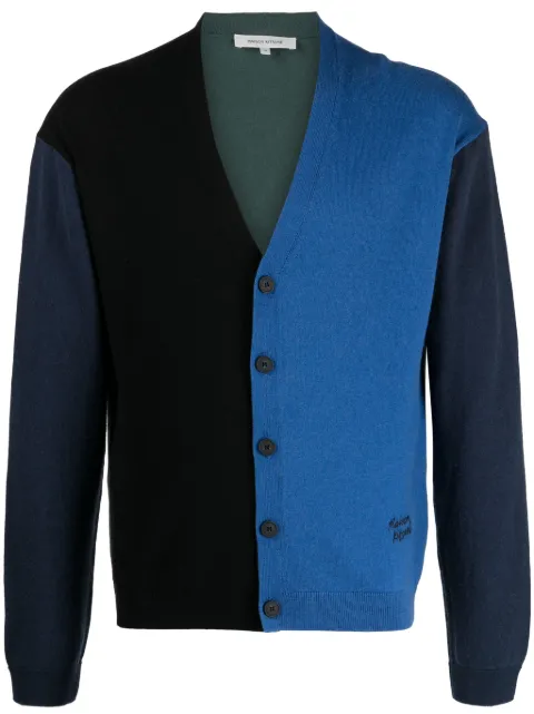 Maison Kitsuné logo-embroidered panelled cardigan