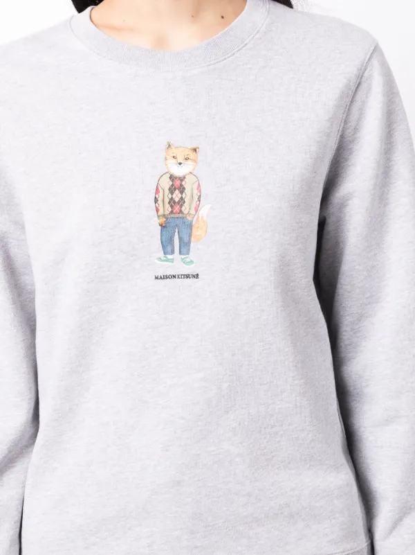 Maison Kitsuné フォックスプリント スウェットシャツ | グレー