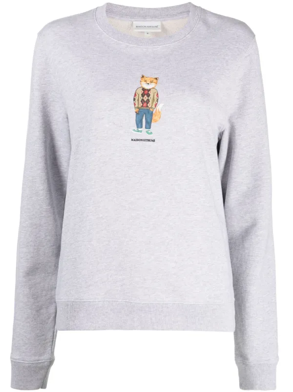 Maison Kitsuné フォックスプリント スウェットシャツ | グレー