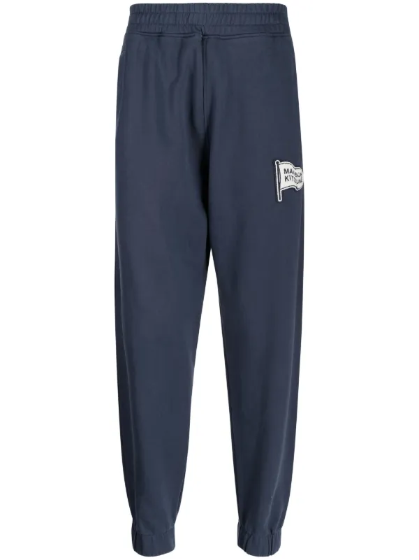 Maison Kitsuné logo-patch Cotton Track Pants | Blue | FARFETCH SG
