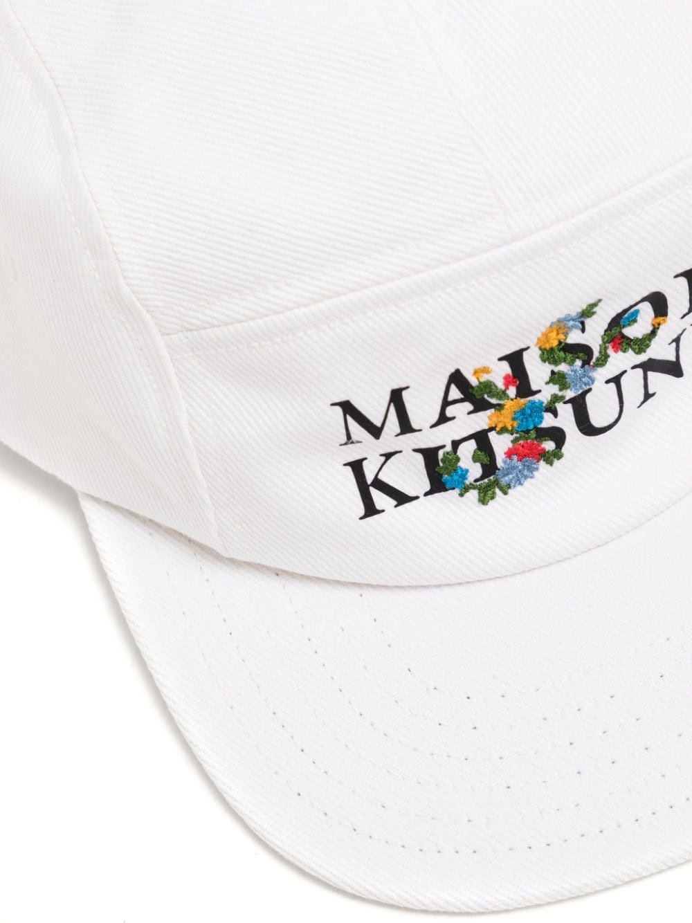 Shop Maison Kitsuné Logo-print Cotton Baseball Cap In White