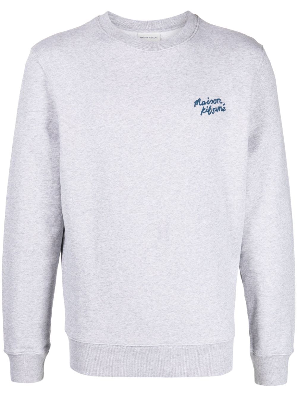 Maison Kitsuné Logo-embroidered Mélange-effect Sweatshirt In Grey