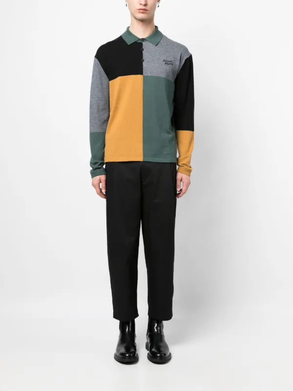 Maison Kitsuné colour-block Knitted Polo Jumper | Green