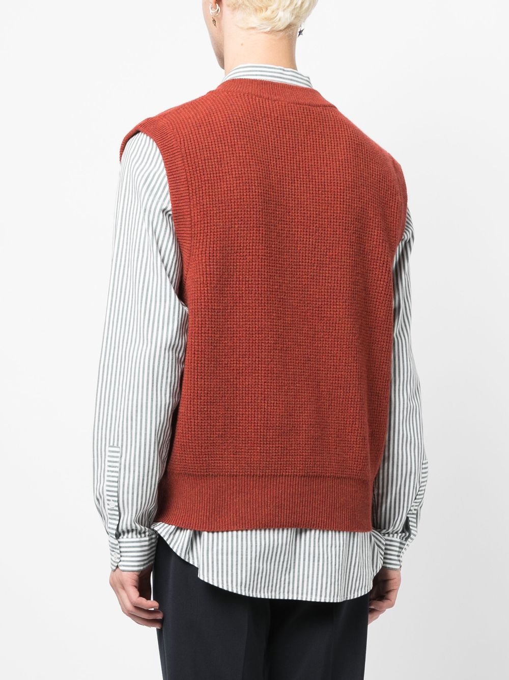 Shop Maison Kitsuné Logo-embroidered Wool Vest In Red