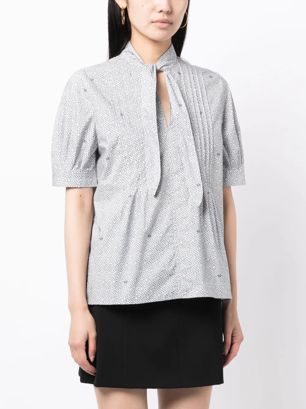  Maison Kitsuné Monogram-pattern Short-sleeve Shirt - Blue 