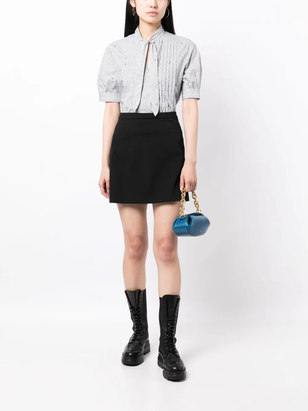  Maison Kitsuné Monogram-pattern Short-sleeve Shirt - Blue 
