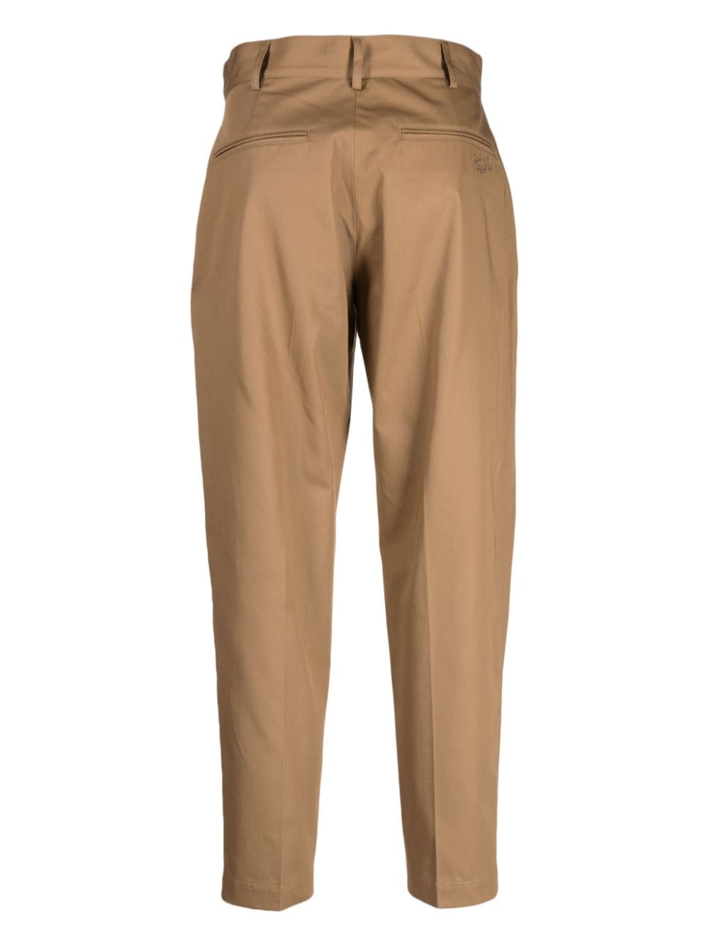 Shop Maison Kitsuné Straight-leg Cotton Trousers In Brown