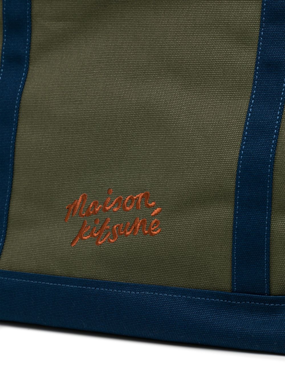 Shop Maison Kitsuné Large Fox-patch Tote Bag In Green