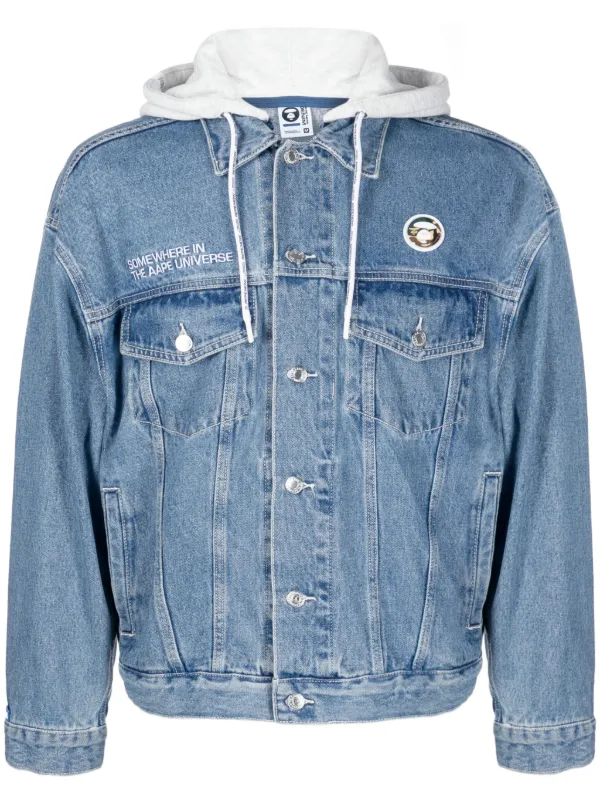 Denim jacket with discount cotton sleeves and hood