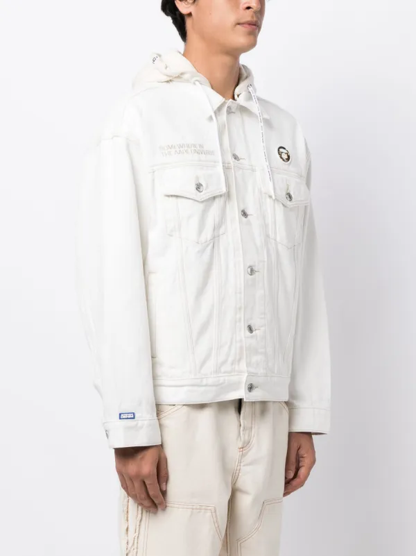 AAPE BY A BATHING APE logo patch Cotton Denim Jacket Farfetch