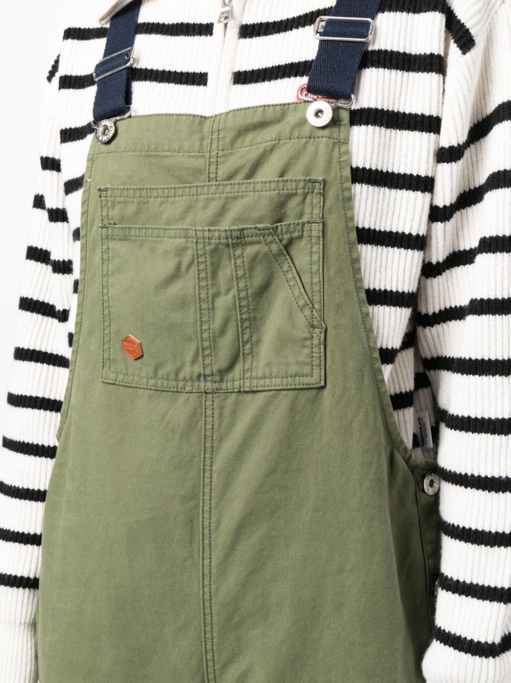 Shop Chocoolate Logo-patch Cotton Dungarees In Green