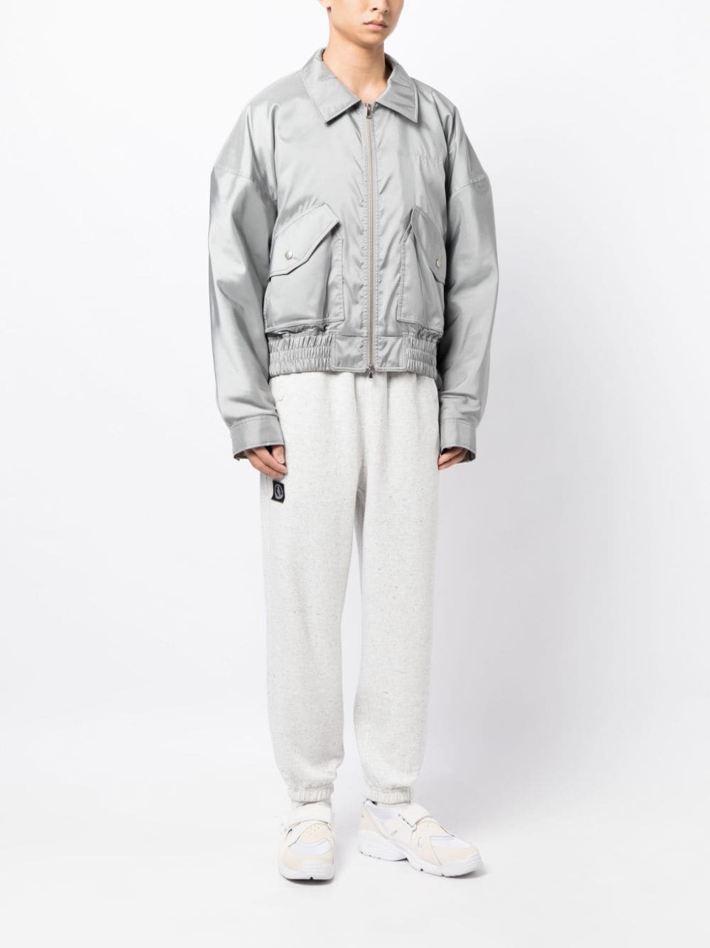 Shop Izzue Label Logo-patch Cotton Blend Track Pants In Grey