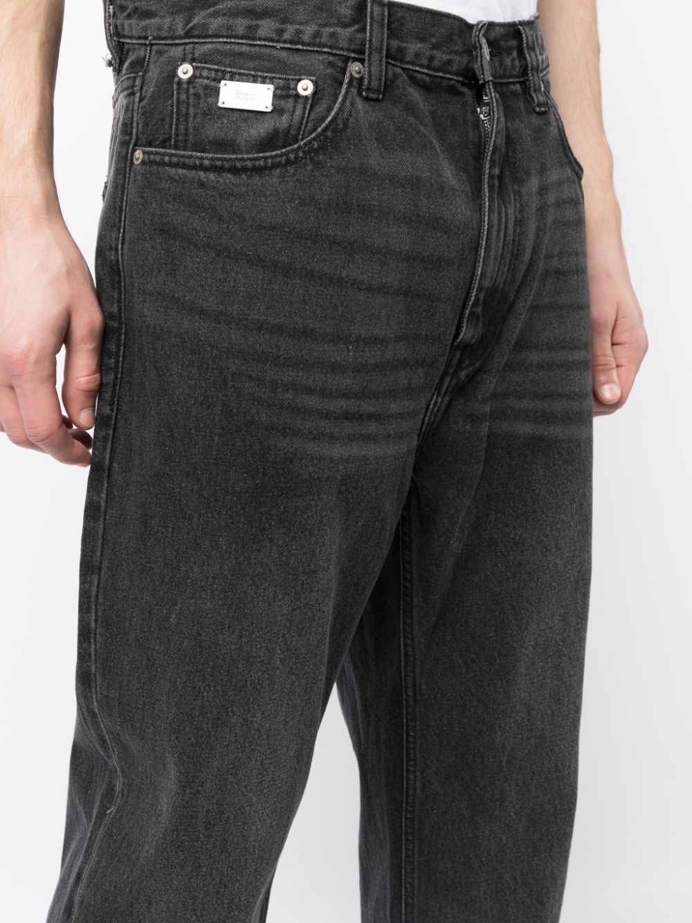 Shop Izzue Mid-rise Straight-leg Jeans In Black