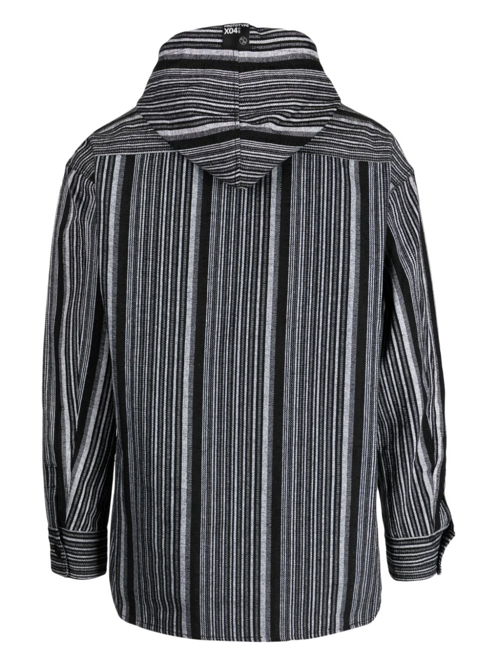izzue striped hooded shirt jacket - Zwart