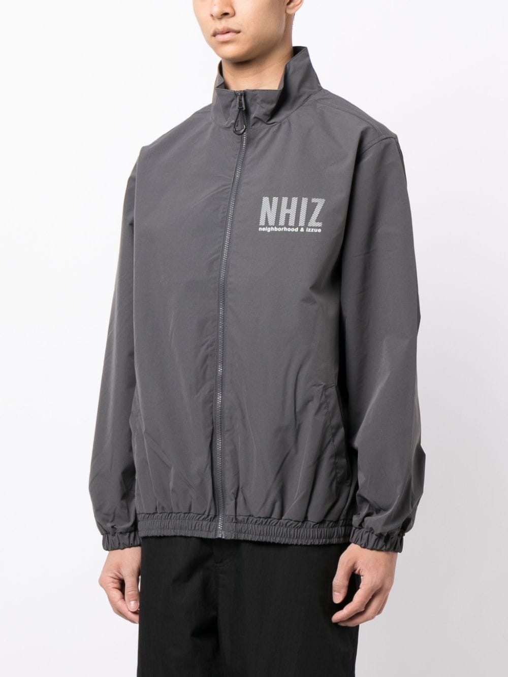 Shop Izzue Logo-print Zip-up Bomber Jacket In Grey