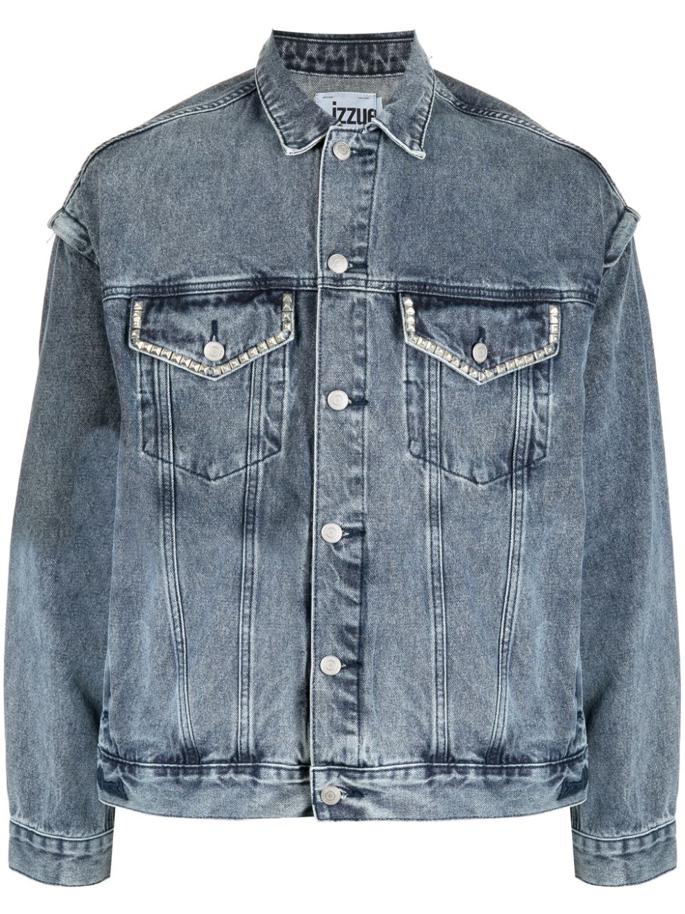 Izzue Detachable-sleeves Button-up Denim Jacket In Blue
