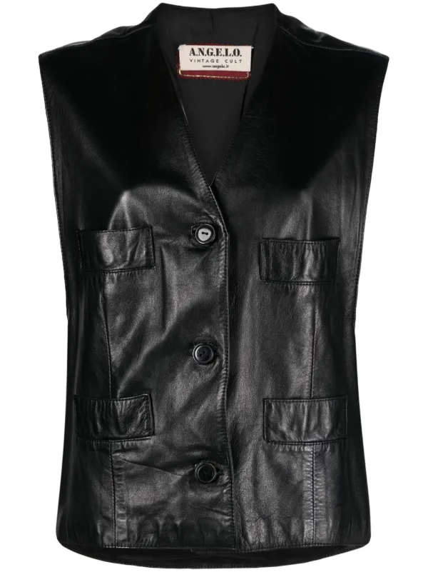 Vinatge Black factory Leather Vest