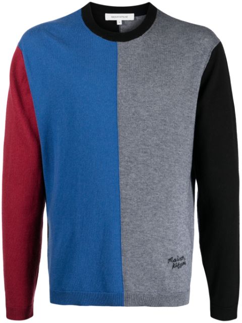 Maison Kitsune colour-block knitted jumper Men