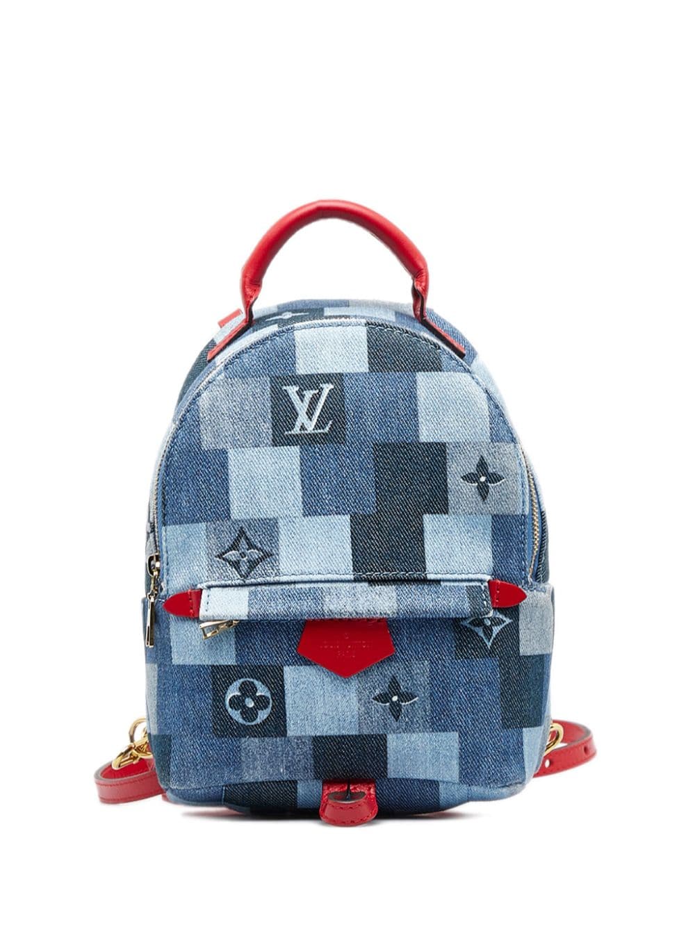 Louis Vuitton 2020 Pre-Owned Mini Monogram Denim Patchwork Palm Springs  Backpack - Blue for Women