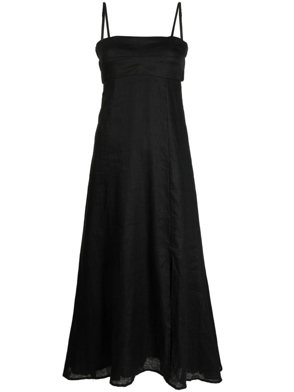 Faithfull The Brand Tagliatelle Bow-detailed Linen Midi Dress In Black