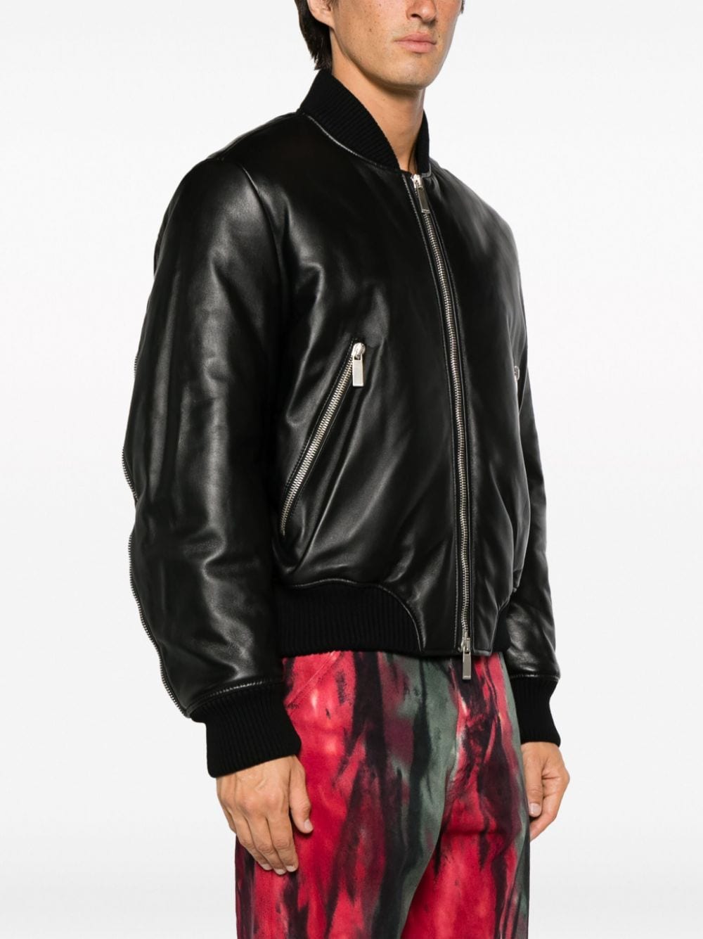 Off-White Leather Bomber Jacket - SKU OMJA121F23LEA001