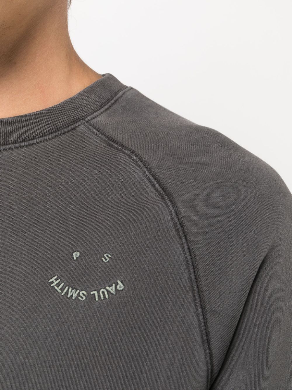 Shop Ps By Paul Smith Logo-embroidered Cotton Sweatshirt In Grau