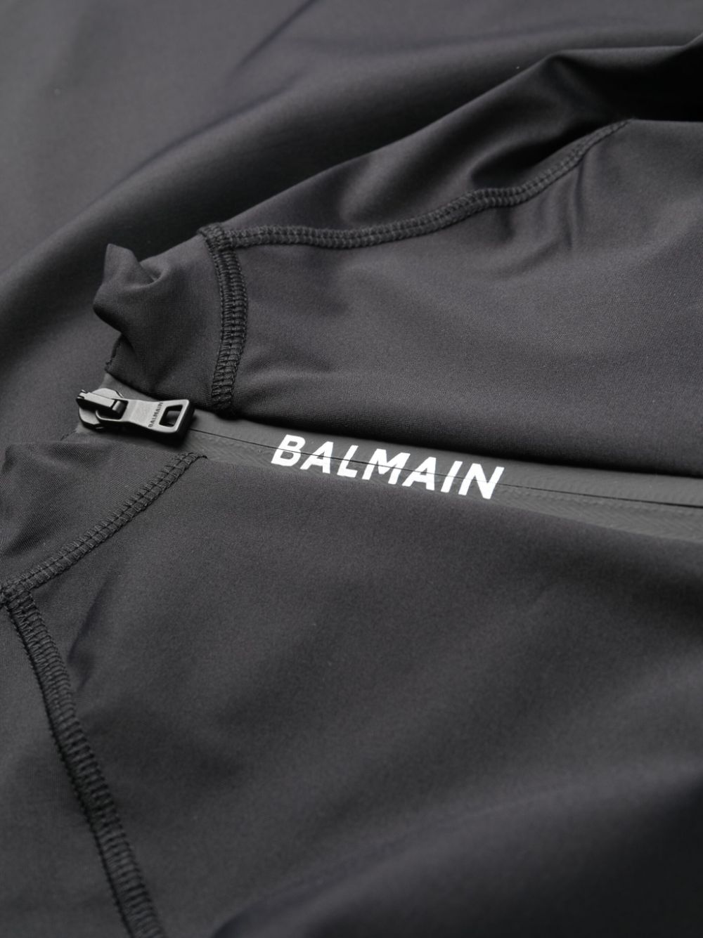Shop Balmain Zip-up Logo-print T-shirt In Black