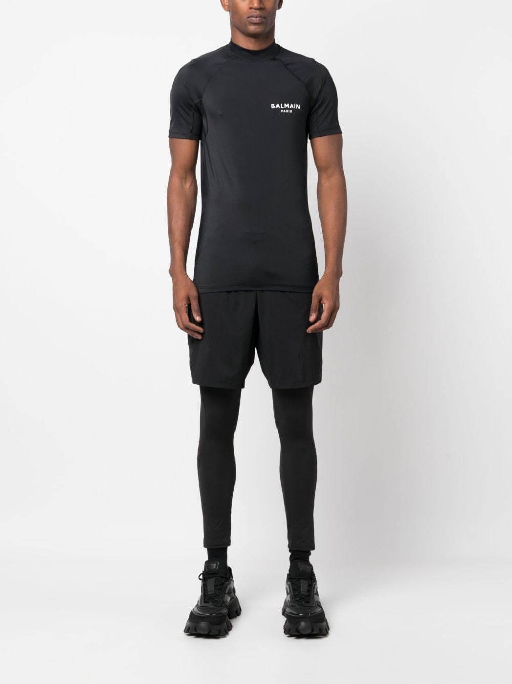 Shop Balmain Logo-print Crew-neck T-shirt In Black