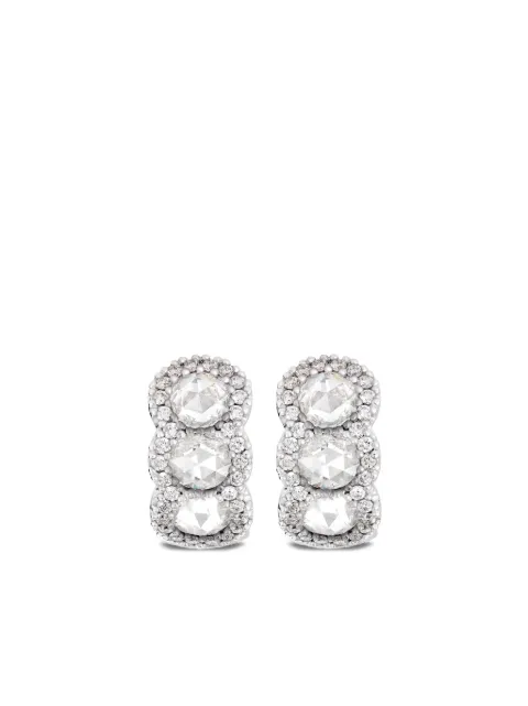 David Morris 18kt white gold diamond mini hoop single earring
