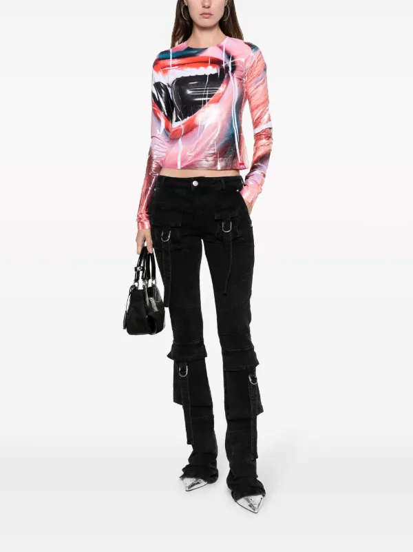DIESEL クラフィックフリントロンクスリフTシャツ 【関税込】 Diesel T-Clauzi-M1 graphic-print Stretch T-shirt | Red
