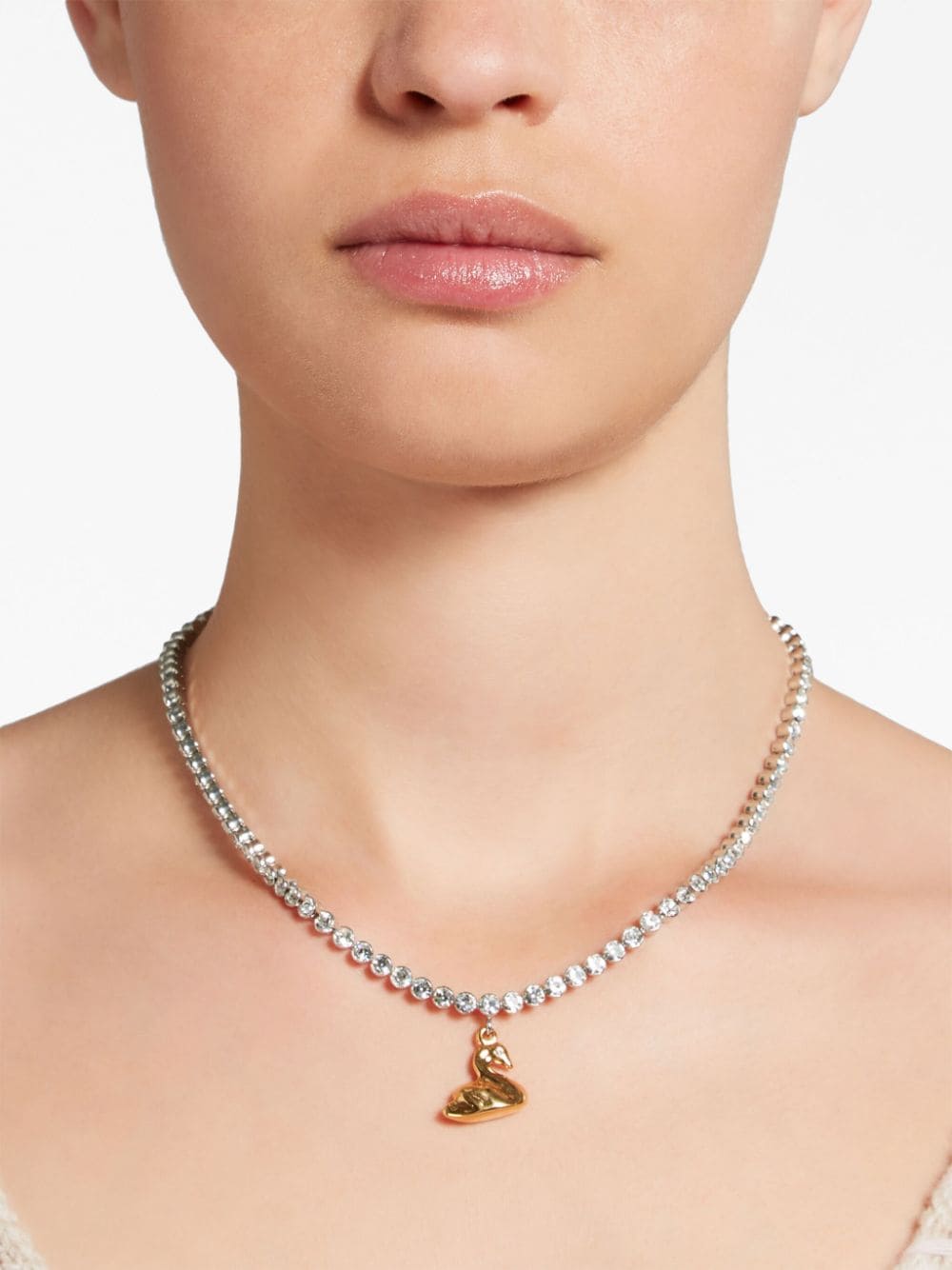 Shop Marni Charm-detail Crystal Necklace In Gold