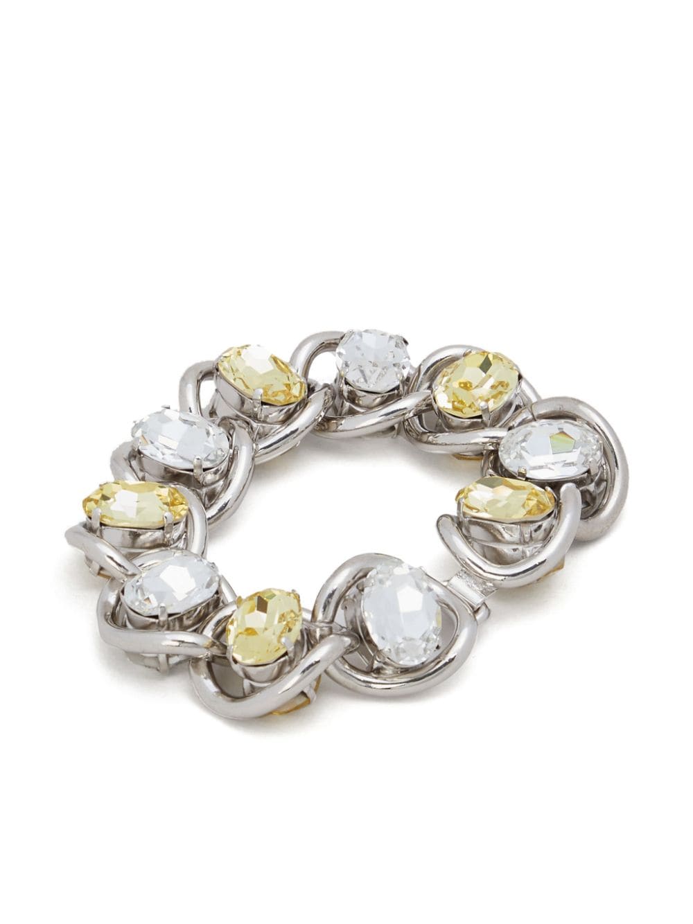 Shop Marni Crystal-embellished Chain Bracelet In Silver