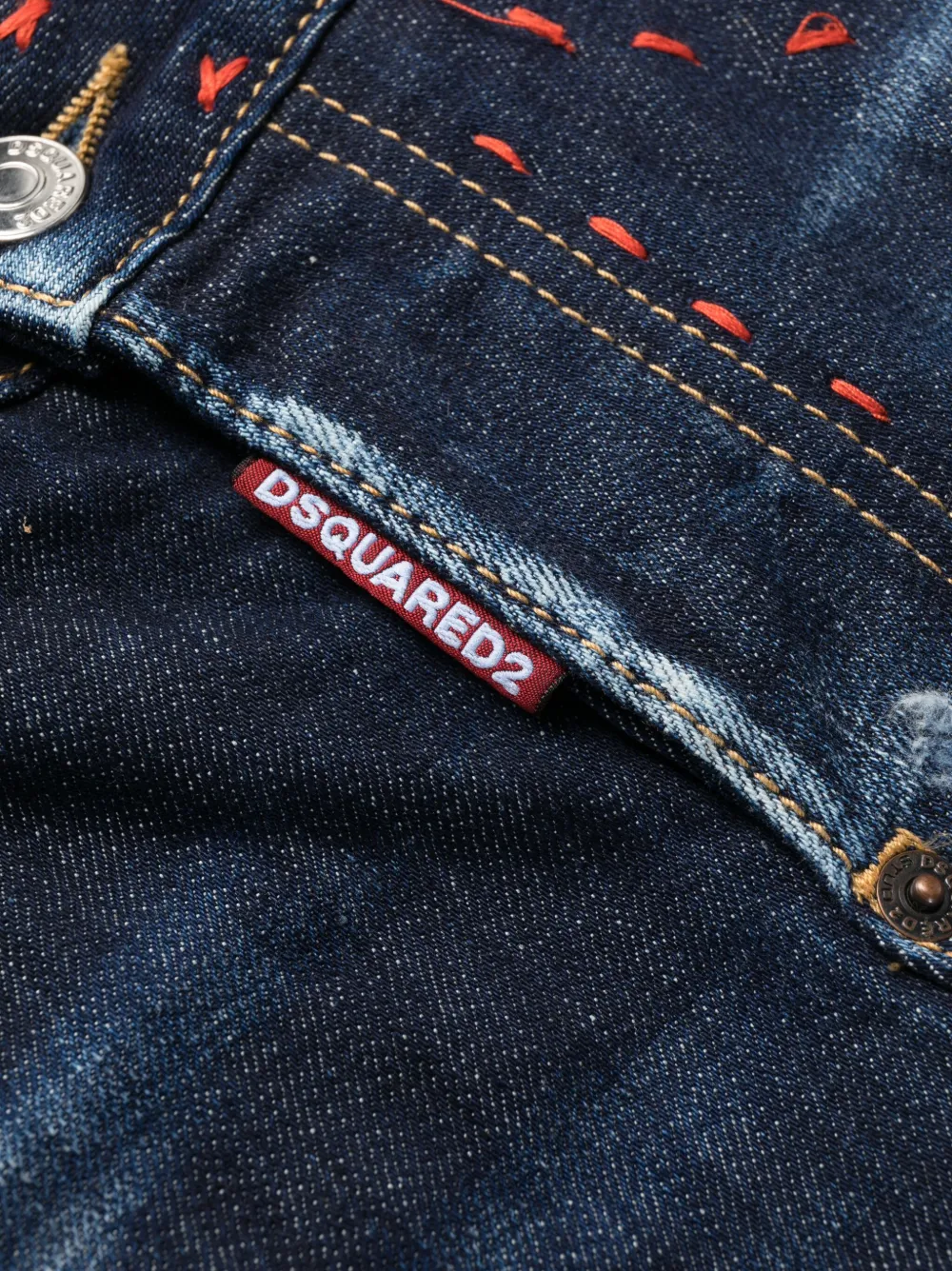 Embroidered-Design Cropped Jeans