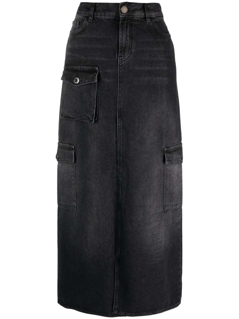 Pinko Mid-rise Jeans Maxi Skirt In Black