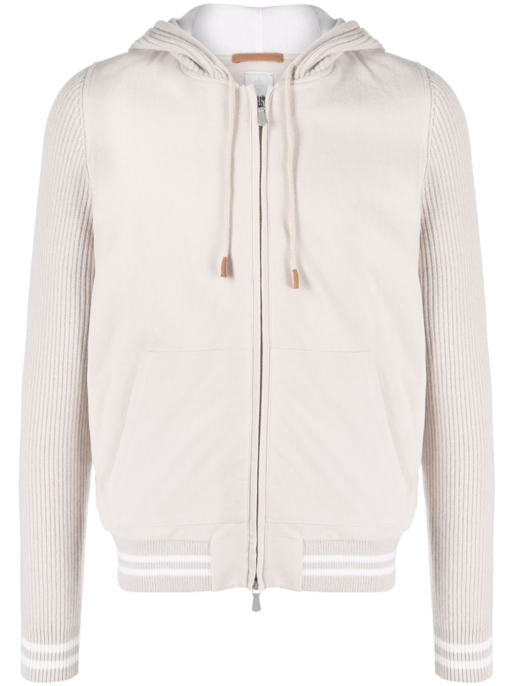 Eleventy zip-up panelled hoodie - Nude