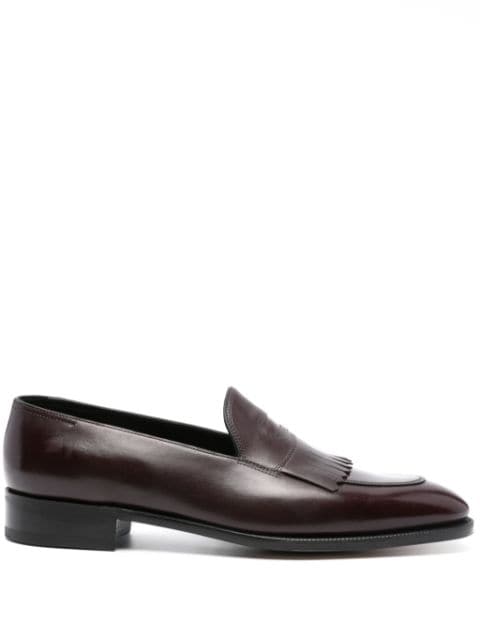 John Lobb almond-toe leather loafers
