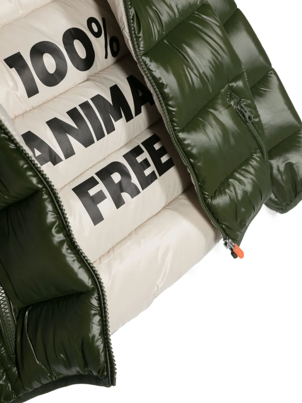 Save The Duck Logo-patch Zip-up Padded Jacket In Green