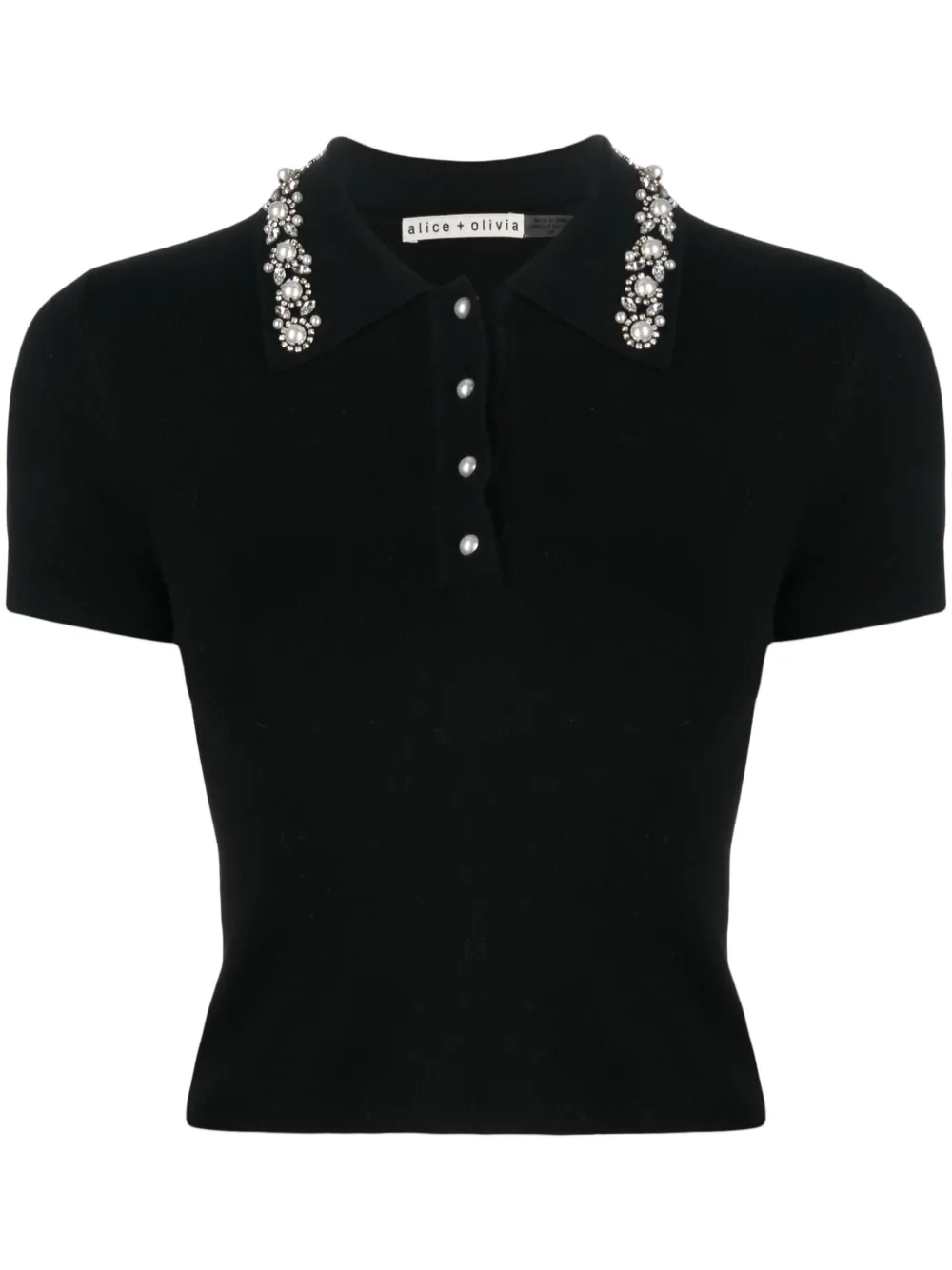 Alice + Olivia Meda Pearl fine-knit Polo Top - Farfetch