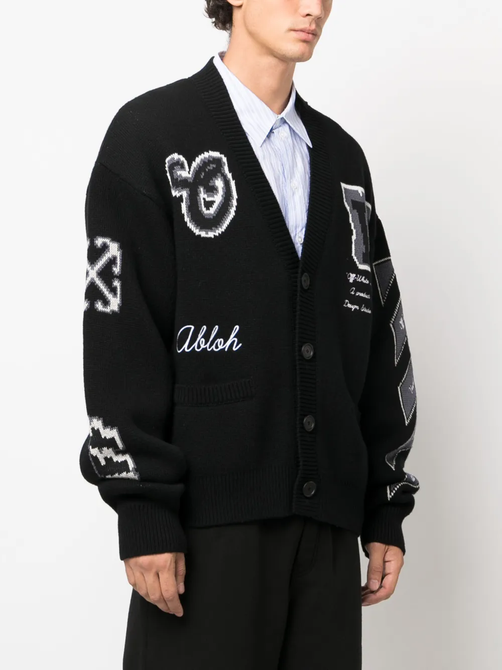 Off-White Vest met intarsia logo Zwart