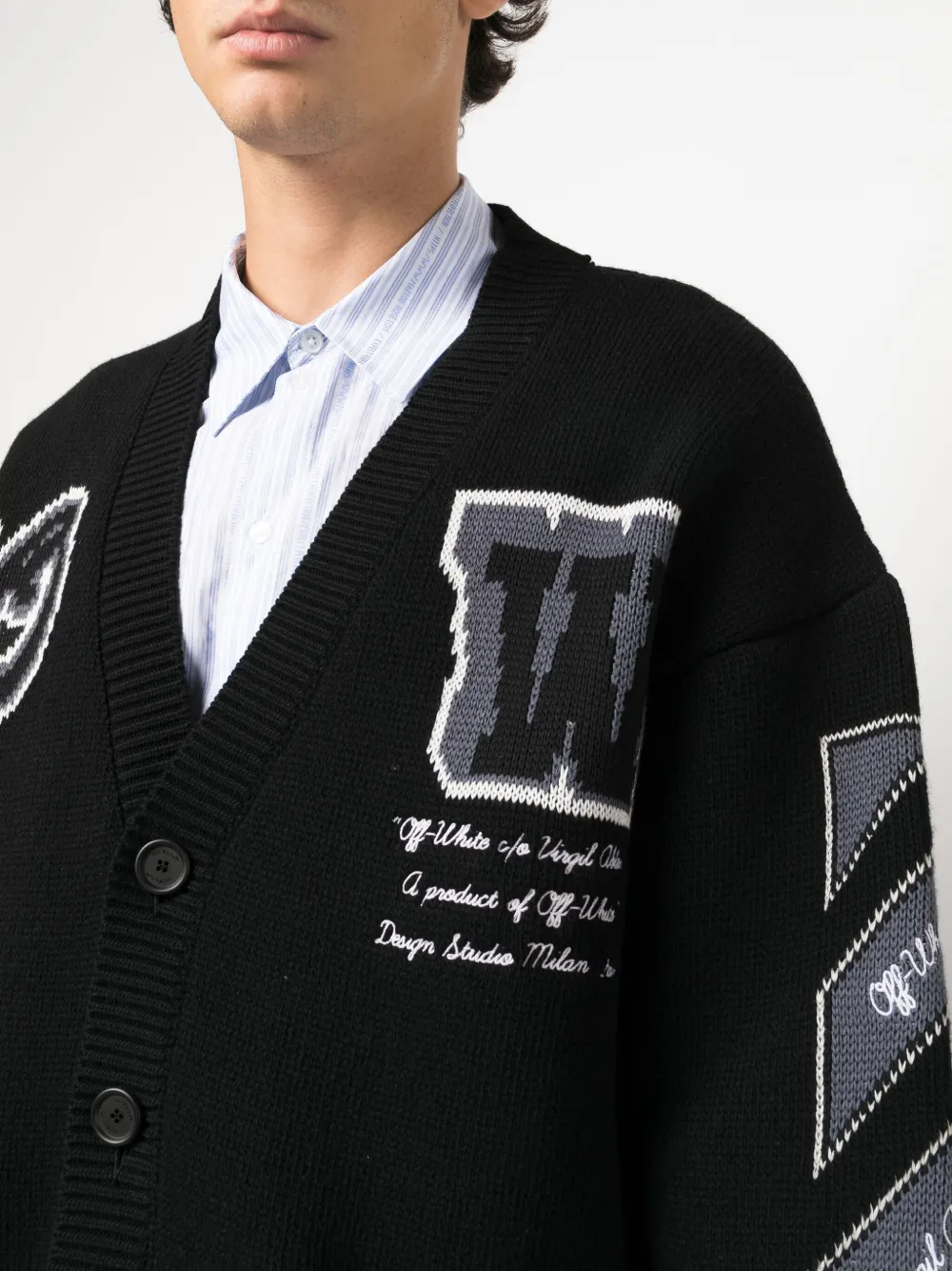 Off-White Vest met intarsia logo Zwart