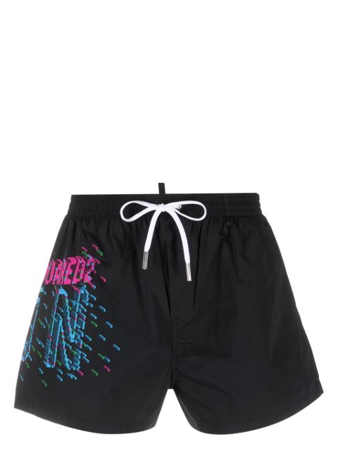 DSQUARED2 logo-print drawstring-waistband swim shorts Men