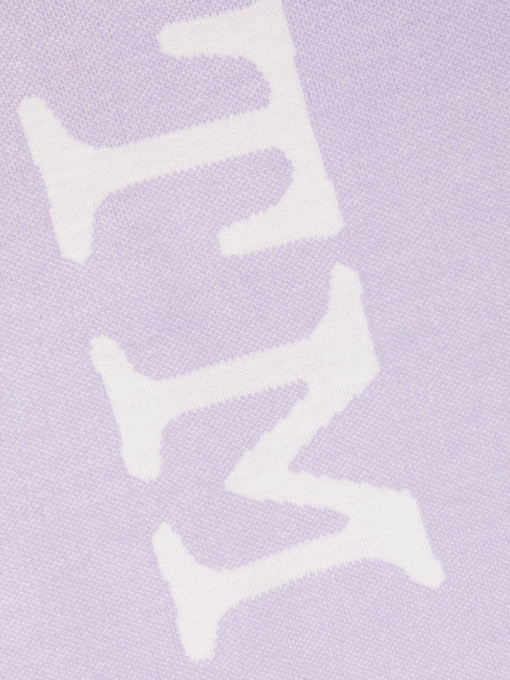 Off-White logo-intarsia virgin-wool scarf - Paars